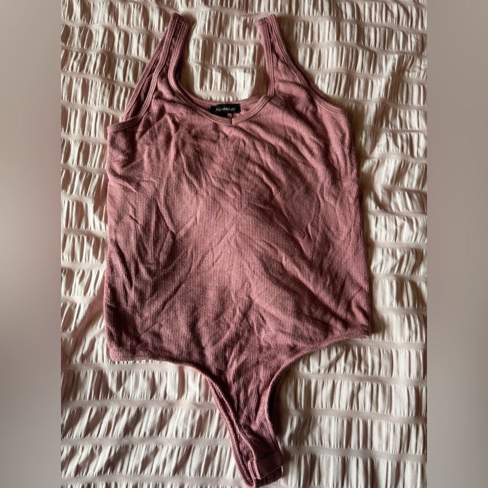 Casual Ribbed Mauve Tank Bodysuit